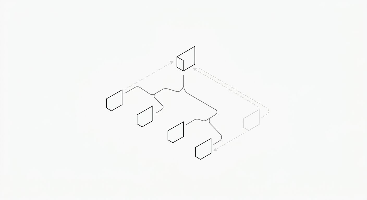 Diagram showing how affiliate cookie tracking can create duplicate URLs - a single product page branching into multiple URL variations with different tracking parameters (utm_source, aff_id, click_id)