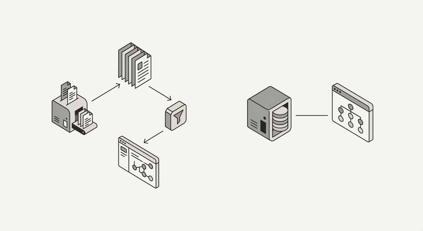 infographic showing two audit workflows side by side, one for Screaming Frog requiring manual export and external visualization steps, the other for Sitebulb with built-in crawl map generation, includ