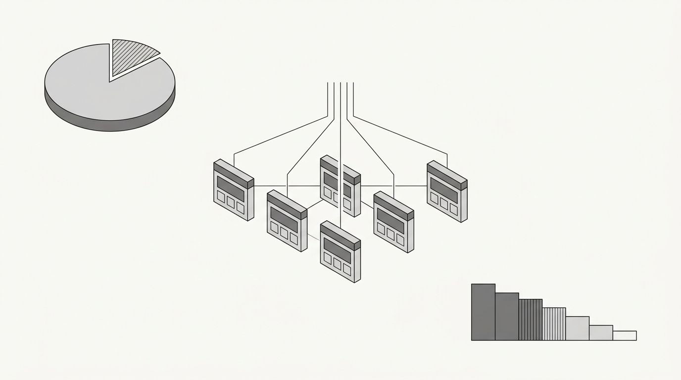an infographic showing three consequences of publishing too much content during a plateau - keyword cannibalization splitting rankings across 5 competing URLs, crawl budget waste depicted as a pie cha